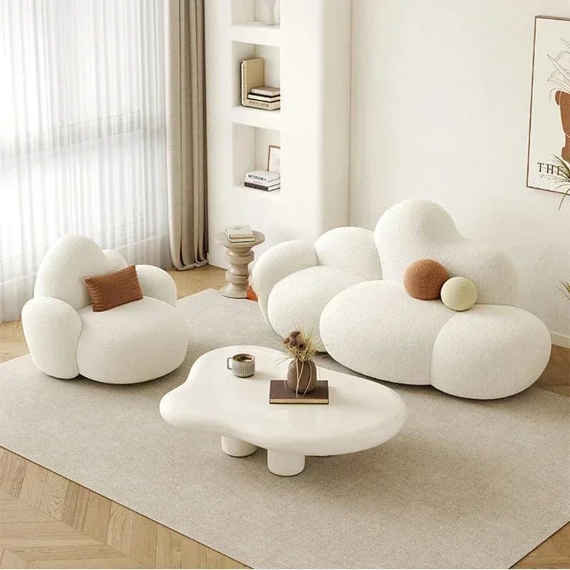 Aroma Homes Cloud Shape Accent Sofa - Modern Plush Bubble Sofa Chair with Soft Bouclé Fabric (White, 3-seater) - Image 1